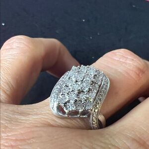 Dazzling Silver Diamond Cluster Ring